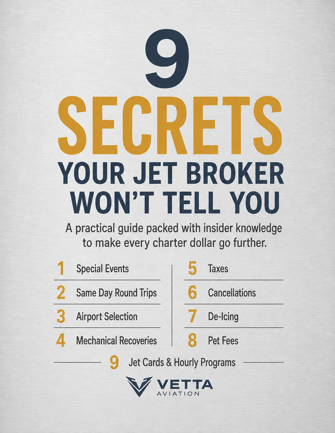 9 Secrets Your Jet Broker Won't Tell You — the free Vetta Aviation private jet charter guide